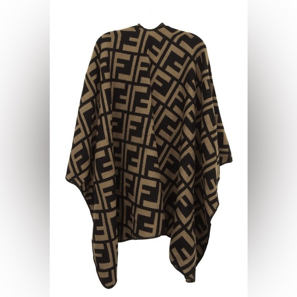 #56 Luxury Black and Tan Poncho - Picture 4 of 4